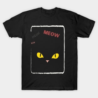 black cat with yellow eyes T-Shirt